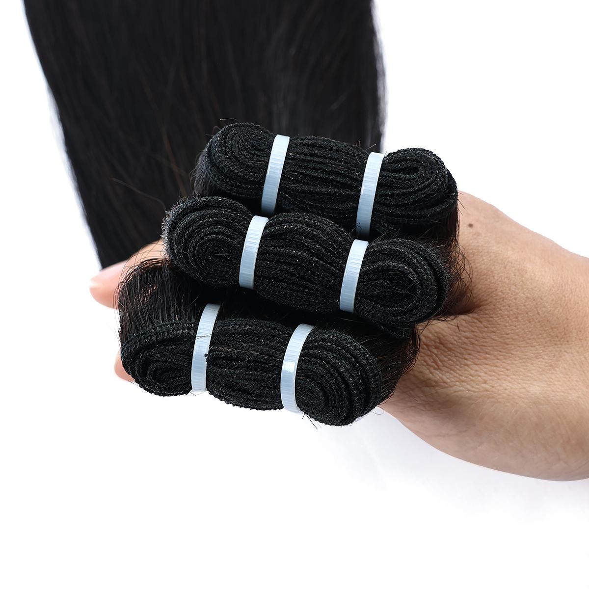 MISS ROLA 16A Raw Human Hair Double Drawn Silky Straight Vietnamese Hair 3 Bundles, Upgraded Lightweight Double Wefted Premium 100% Unprocessed Virgin Hair Extensions, Thick Full Ends, Natural Black Silky Soft, Luxury Reusable 18 20 22 Inch