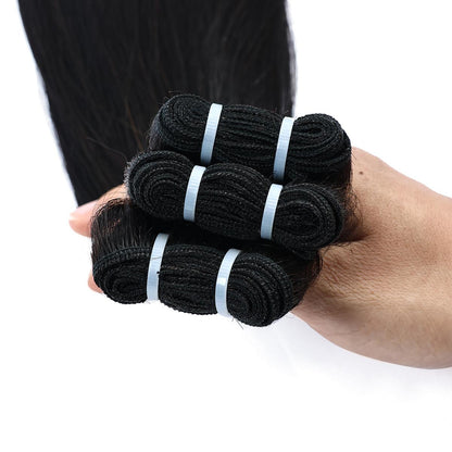 MISS ROLA 16A Raw Human Hair Double Drawn Silky Straight Vietnamese Hair 3 Bundles, Upgraded Lightweight Double Wefted Premium 100% Unprocessed Virgin Hair Extensions, Thick Full Ends, Natural Black Silky Soft, Luxury Reusable 18 20 22 Inch