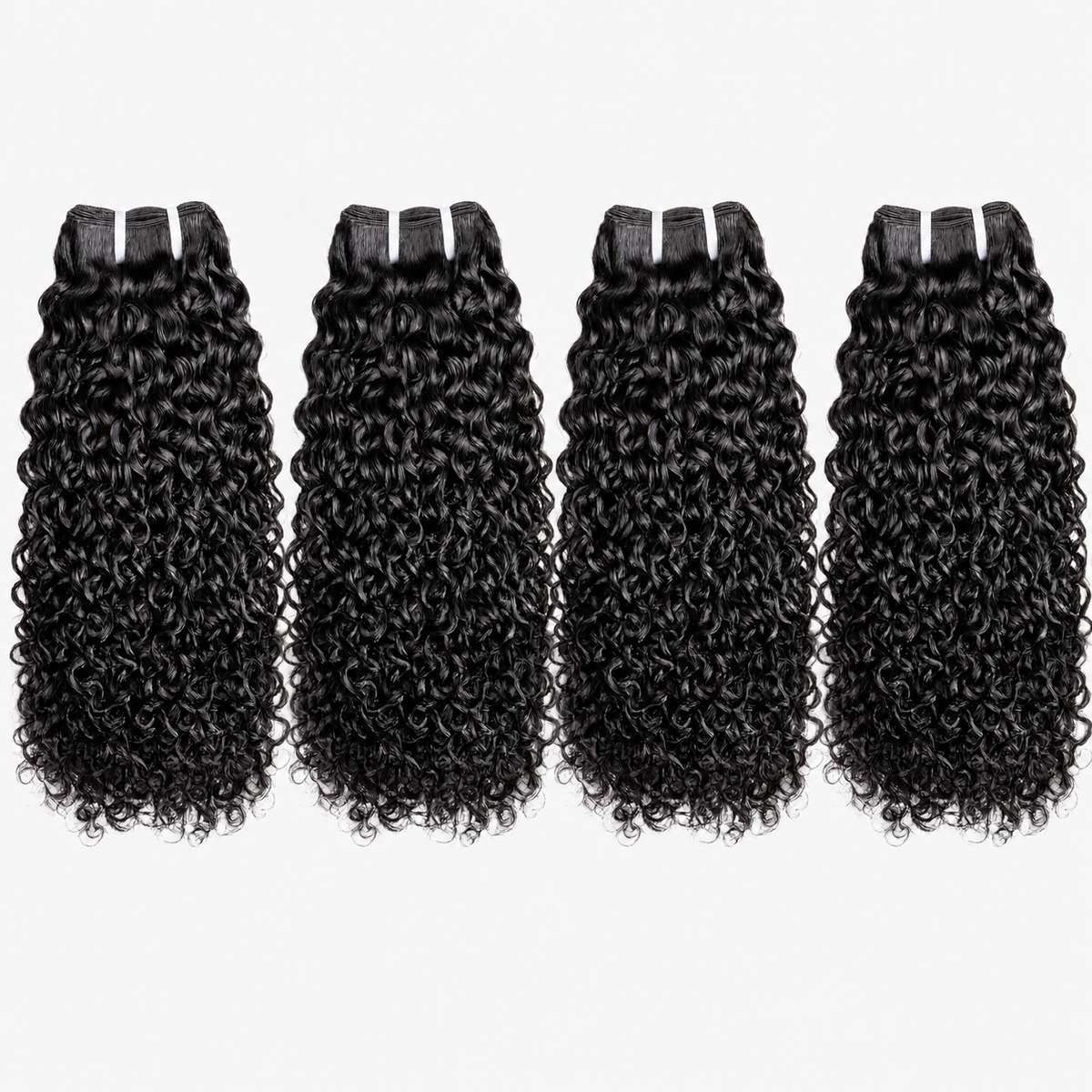 MISS ROLA 16A Grade Jerry Curly Wave Bundles, 4 pieces, Fluffy Defined Wavey Curly Vietnamese Human Hair,  18-26 Inches Natural Black Double Drawn Double Wefted Quick Weave Hair Extensions for Women