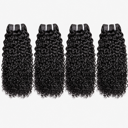 MISS ROLA 16A Grade Jerry Curly Wave Bundles, 4 pieces, Fluffy Defined Wavey Curly Vietnamese Human Hair,  18-26 Inches Natural Black Double Drawn Double Wefted Quick Weave Hair Extensions for Women