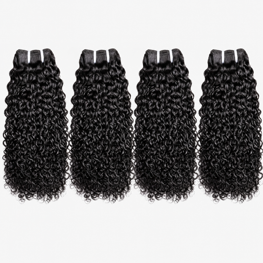 MISS ROLA 16A Grade Jerry Curly Wave Bundles, 4 pieces, Fluffy Defined Wavey Curly Vietnamese Human Hair,  18-26 Inches Natural Black Double Drawn Double Wefted Quick Weave Hair Extensions for Women