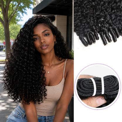 MISS ROLA Burmese Curly Bundles with Protective Foam, 4 pieces, Bouncy Spiral Curls, 16A 100% Vietnamese Human Hair Double Drawn Wefted Bundles, Quick Weave Glue/Sew-in Hair Extensions for Black Women