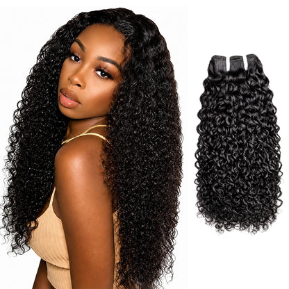 MISS ROLA 16A Grade Jerry Curly Wave Bundles, 1 piece, Fluffy Defined Wavey Curly Vietnamese Human Hair,  18-26 Inches Natural Black Double Drawn Double Wefted Quick Weave Hair Extensions for Women