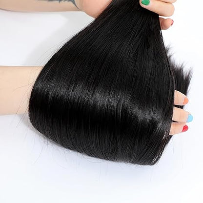 MISS ROLA 16A Raw Human Hair Silky Straight Double Drawn Body Wave Vietnamese Hair 1 Bundle, Premium 100% Unprocessed Virgin Hair Extensions, Upgraded Lightweight Double Wefted Thick Full Ends, Natural Black Silky Soft, Luxury Reusable Hair