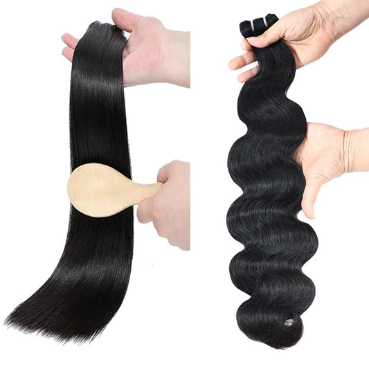 MISS ROLA 16A Raw Human Hair Silky Straight Double Drawn Body Wave Vietnamese Hair 1 Bundle, Premium 100% Unprocessed Virgin Hair Extensions, Upgraded Lightweight Double Wefted Thick Full Ends, Natural Black Silky Soft, Luxury Reusable Hair