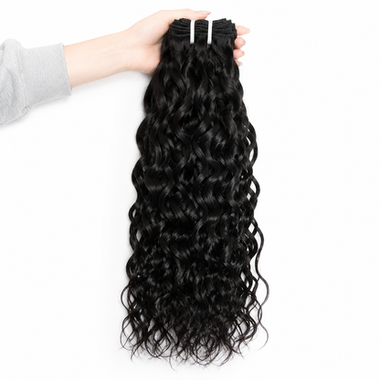 MISS ROLA Paquetes de ondas de agua, 3 piezas, cabello rizado doble dibujado, húmedo y ondulado, paquetes de doble trama de 18 a 26 pulgadas, sin desprendimiento ni enredos, paquetes de tejido rápido de cabello humano 100% Remy