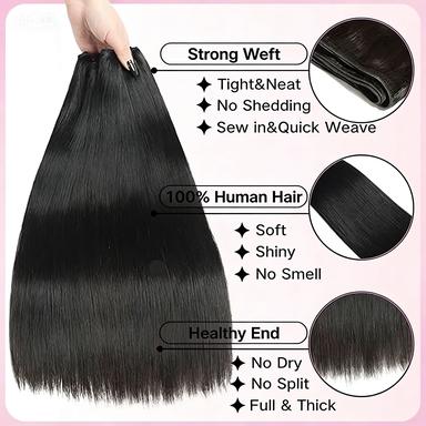MISS ROLA 16A Raw Human Hair Silky Straight Double Drawn Body Wave Vietnamese Hair 1 Bundle, Premium 100% Unprocessed Virgin Hair Extensions, Upgraded Lightweight Double Wefted Thick Full Ends, Natural Black Silky Soft, Luxury Reusable Hair