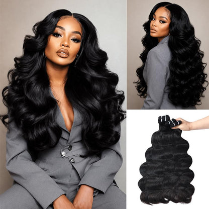MISS ROLA 16A Raw Human Hair Double Drawn Body Wave Vietnamese Hair 3 Bundles, Upgraded Lightweight Double Wefted Premium 100% Unprocessed Virgin Hair Extensions, Thick Full Ends, Natural Black Silky Soft, Luxury Reusable 18 20 22 Inch