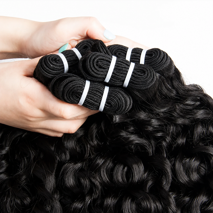 MISS ROLA Water Wave Bundles 4 pieces, Double Drawn, Wet and Wavy Curly Hair, 18''-26'' Double Wefted Bundles Shed&Tangle Free, 100% Remy Human Hair Quick Weave Bundles
