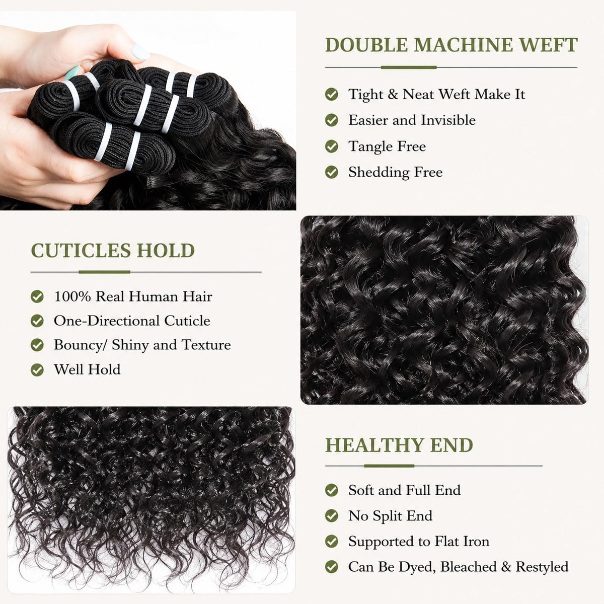 MISS ROLA 16A Grade Jerry Curly Wave Bundles, 1 piece, Fluffy Defined Wavey Curly Vietnamese Human Hair,  18-26 Inches Natural Black Double Drawn Double Wefted Quick Weave Hair Extensions for Women