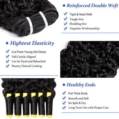 MISS ROLA Burmese Curly Bundles with Protective Foam, 3 pieces, Bouncy Spiral Curls, 16A 100% Vietnamese Human Hair Double Drawn Wefted Bundles, Quick Weave Glue/Sew-in Hair Extensions for Black Women