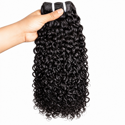 MISS ROLA 16A Grade Jerry Curly Wave Bundles, 3 pieces, Fluffy Defined Wavey Curly Vietnamese Human Hair,  18-26 Inches Natural Black Double Drawn Double Wefted Quick Weave Hair Extensions for Women