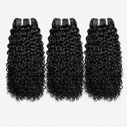 MISS ROLA 16A Grade Jerry Curly Wave Bundles, 3 pieces, Fluffy Defined Wavey Curly Vietnamese Human Hair,  18-26 Inches Natural Black Double Drawn Double Wefted Quick Weave Hair Extensions for Women