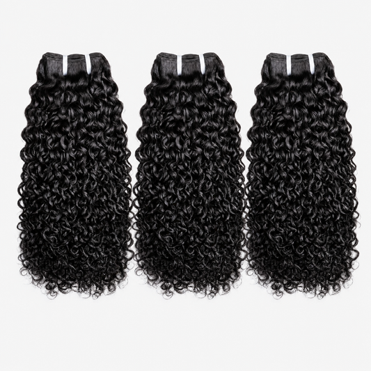 MISS ROLA 16A Grade Jerry Curly Wave Bundles, 3 pieces, Fluffy Defined Wavey Curly Vietnamese Human Hair,  18-26 Inches Natural Black Double Drawn Double Wefted Quick Weave Hair Extensions for Women