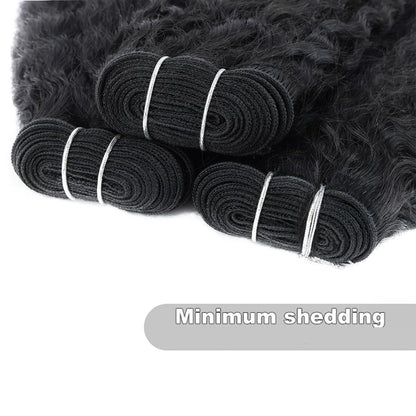 MISS ROLA 15A Kinky Straight 3 bundter 4 bundter 100 % ubearbejdet jomfru menneskehår Dobbeltvævet neglebånd justeret naturlig tekstur Autentisk hårforlængelse til sorte kvinder 18 20 22 tommer