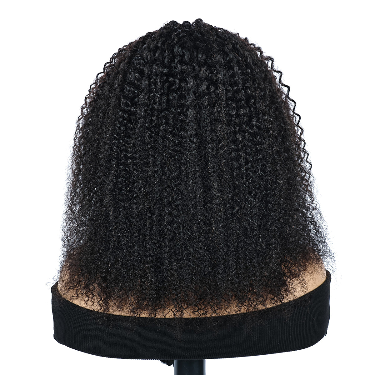 Miss Rola Kinky Curly Burmese Curly Half Wig Human Hair 150% Density 3 In 1 Half Wig Glueless Wigs Human Hair Wear and Go Drawstring Seamless Flip Headband Wig for Women Beginner Friendly Natural Black