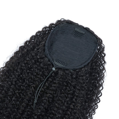 Miss Rola Kinky Curly Ponytail & Kinky Straight Ponytail 180% Density Vietnamese Virgin Human Hair Drawstring ,  Clip In Hair Extensions for Black Women, Natural Black, 16-26 Inches