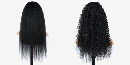 Miss Rola Kinky Curly Ponytail & Kinky Straight Ponytail 180% Density Vietnamese Virgin Human Hair Drawstring ,  Clip In Hair Extensions for Black Women, Natural Black, 16-26 Inches