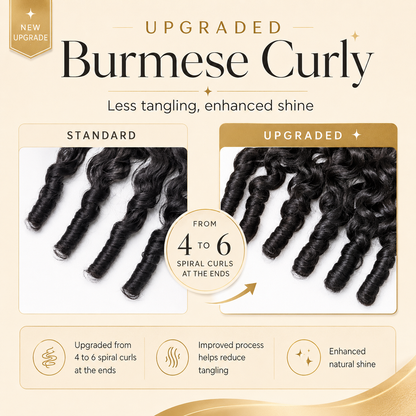 MISS ROLA Burmese Curly Bundles with Protective Foam, 4 pieces, Bouncy Spiral Curls, 16A 100% Vietnamese Human Hair Double Drawn Wefted Bundles, Quick Weave Glue/Sew-in Hair Extensions for Black Women