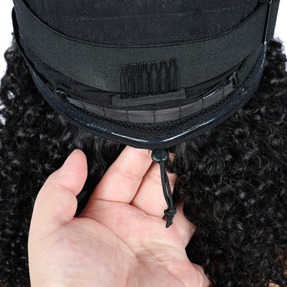 Miss Rola Kinky Curly Ponytail & Kinky Straight Ponytail 180% Density Vietnamese Virgin Human Hair Drawstring ,  Clip In Hair Extensions for Black Women, Natural Black, 16-26 Inches