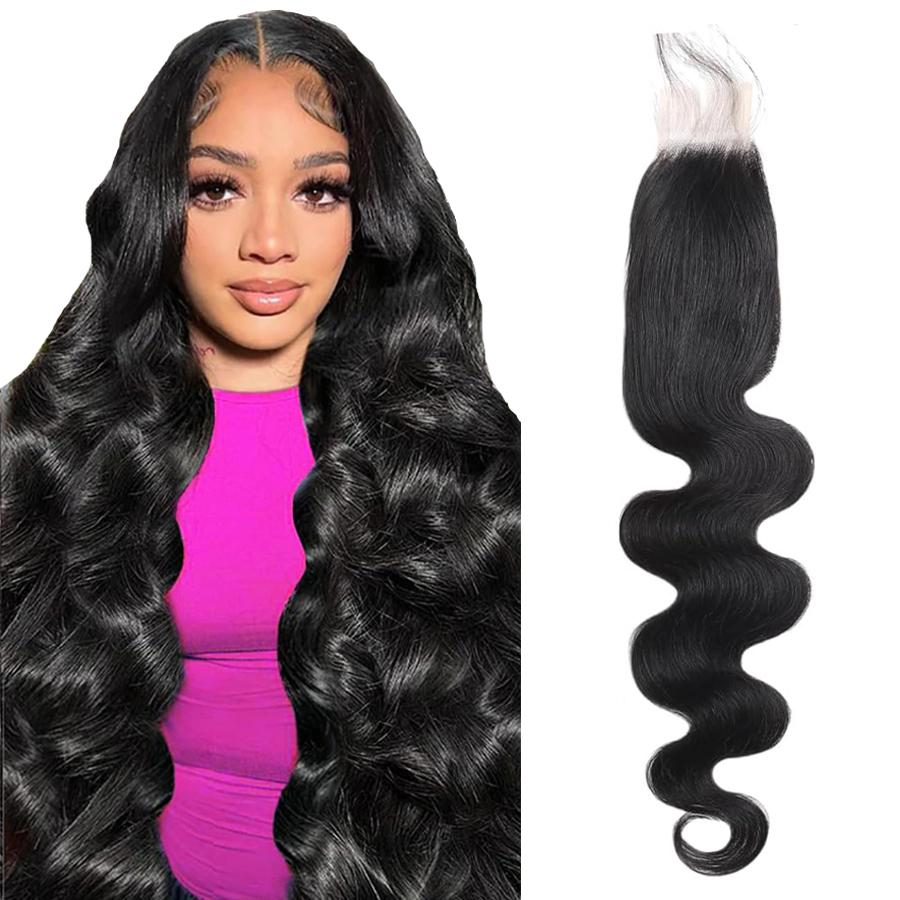 2x6 HD Lace Closure  Body Wave Skinlike Human Hair Closure 2x6 Vietnamese Virgin Human Hair 10-16 inch Kim K Middle Part Closure 2x6 Body Wave HD Closure 12 inch Pre-plucked with Natural Hairline
