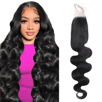 2x6 HD Lace Closure  Body Wave Skinlike Human Hair Closure 2x6 Vietnamese Virgin Human Hair 10-16 inch Kim K Middle Part Closure 2x6 Body Wave HD Closure 12 inch Pre-plucked with Natural Hairline