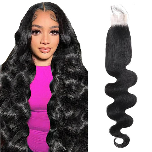 2x6 HD Lace Closure  Body Wave Skinlike Human Hair Closure 2x6 Vietnamese Virgin Human Hair 10-16 inch Kim K Middle Part Closure 2x6 Body Wave HD Closure 12 inch Pre-plucked with Natural Hairline