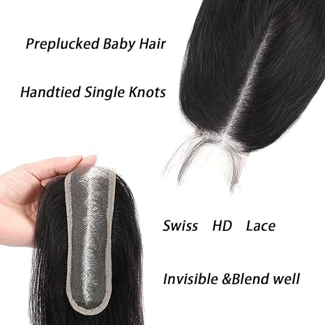 2x6 HD Lace Closure  Body Wave Skinlike Human Hair Closure 2x6 Vietnamese Virgin Human Hair 10-16 inch Kim K Middle Part Closure 2x6 Body Wave HD Closure 12 inch Pre-plucked with Natural Hairline