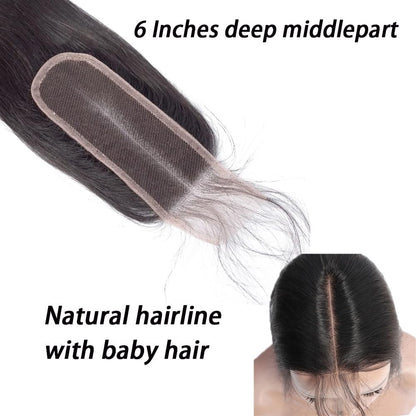 2x6 HD Lace Closure  Body Wave Skinlike Human Hair Closure 2x6 Vietnamese Virgin Human Hair 10-16 inch Kim K Middle Part Closure 2x6 Body Wave HD Closure 12 inch Pre-plucked with Natural Hairline